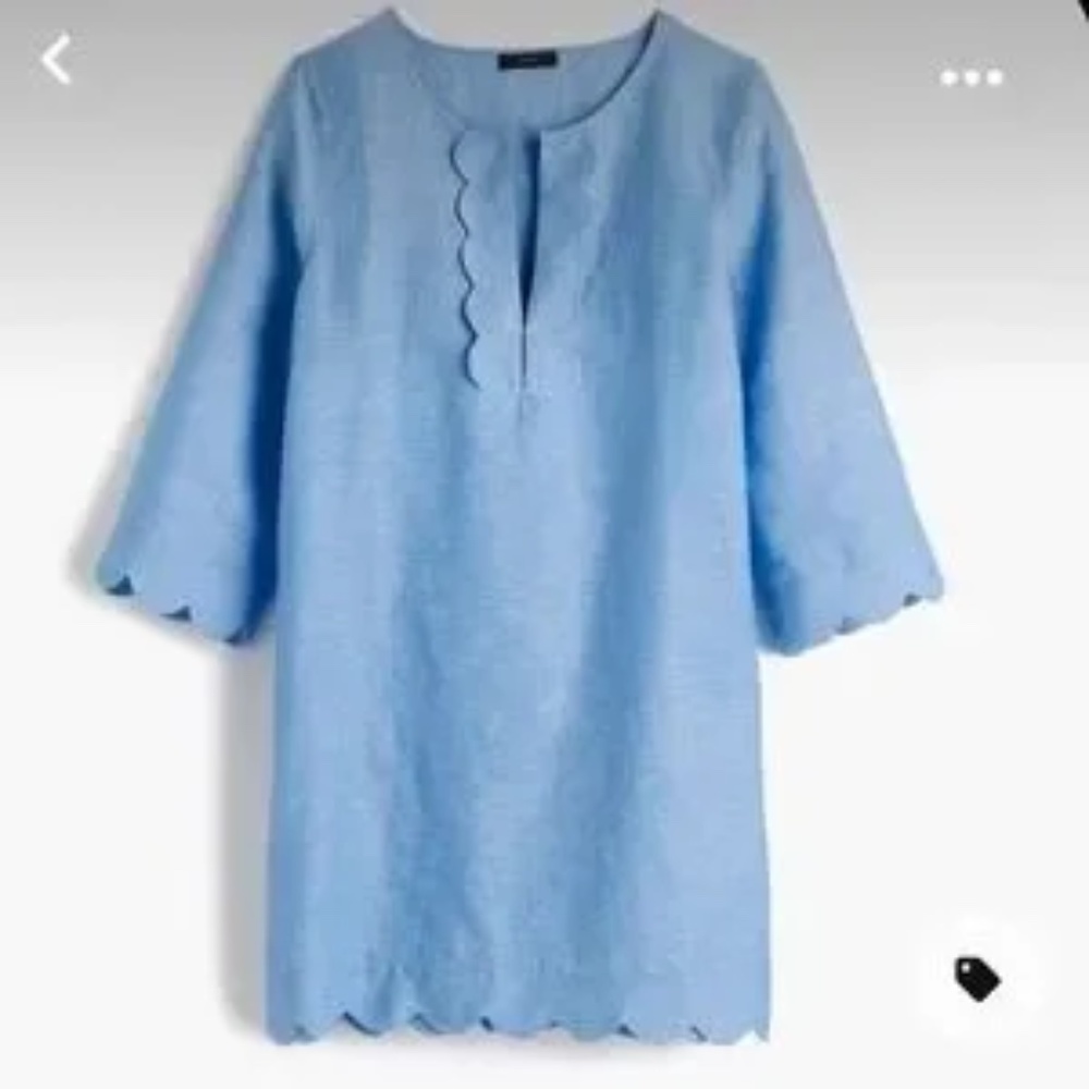 J. Crew Chambray Linen/Cotton Scalloped Edge Tunic/Cover Up Size XXXS
